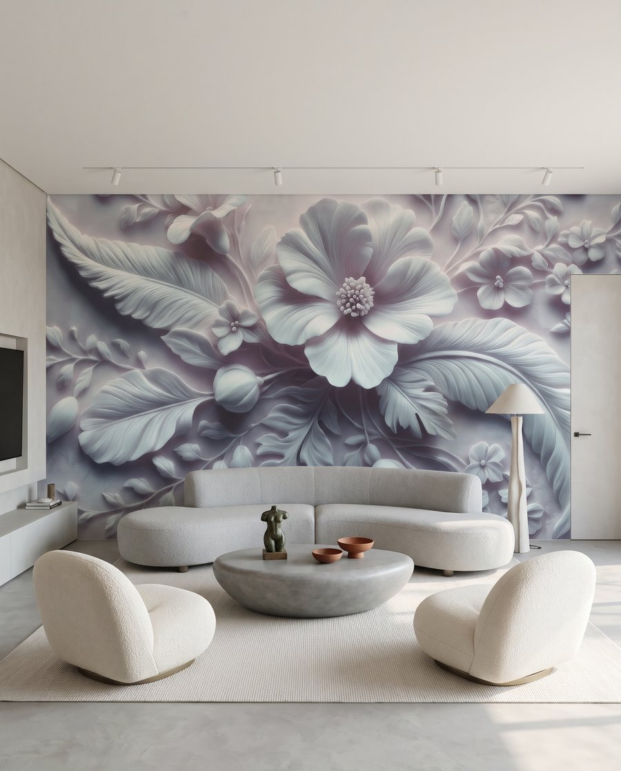 Fleurs et plumes blanches — intérieur 1