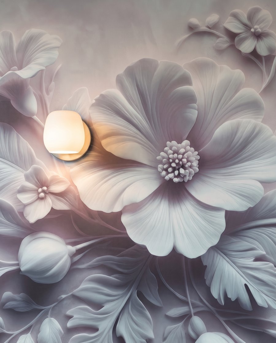 Fleurs et plumes blanches — détail