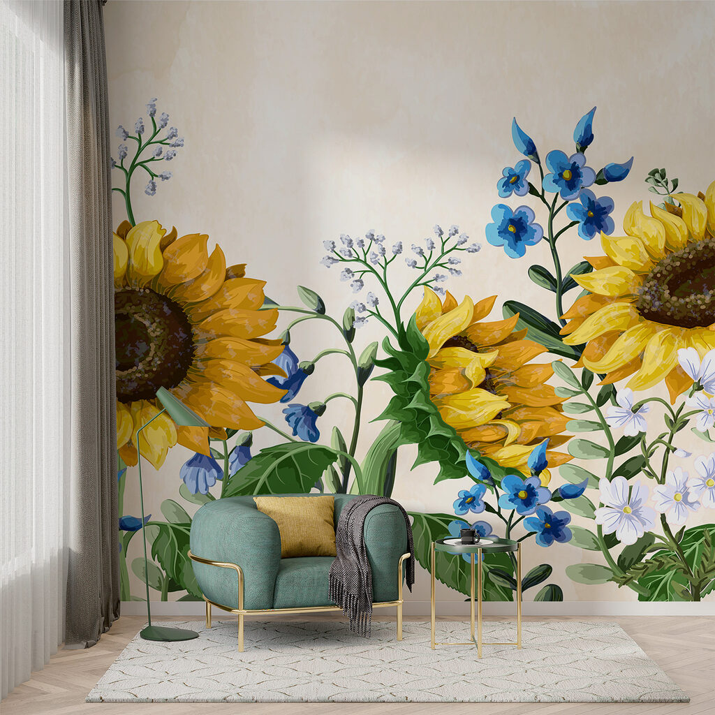Tournesols et petites fleurs — intérieur 1