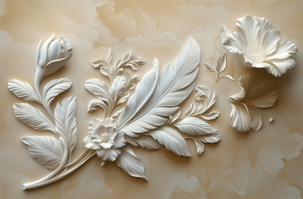 Rameau aux fleurs plumeuses — motif complet