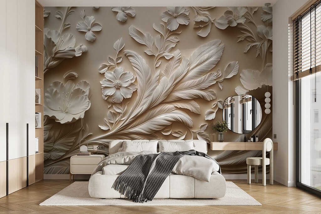 Rinceaux fleuris dans un intérieur