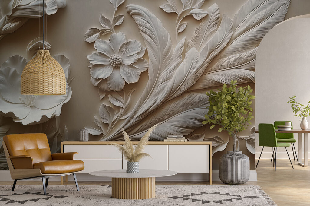 Rinceaux fleuris dans un intérieur