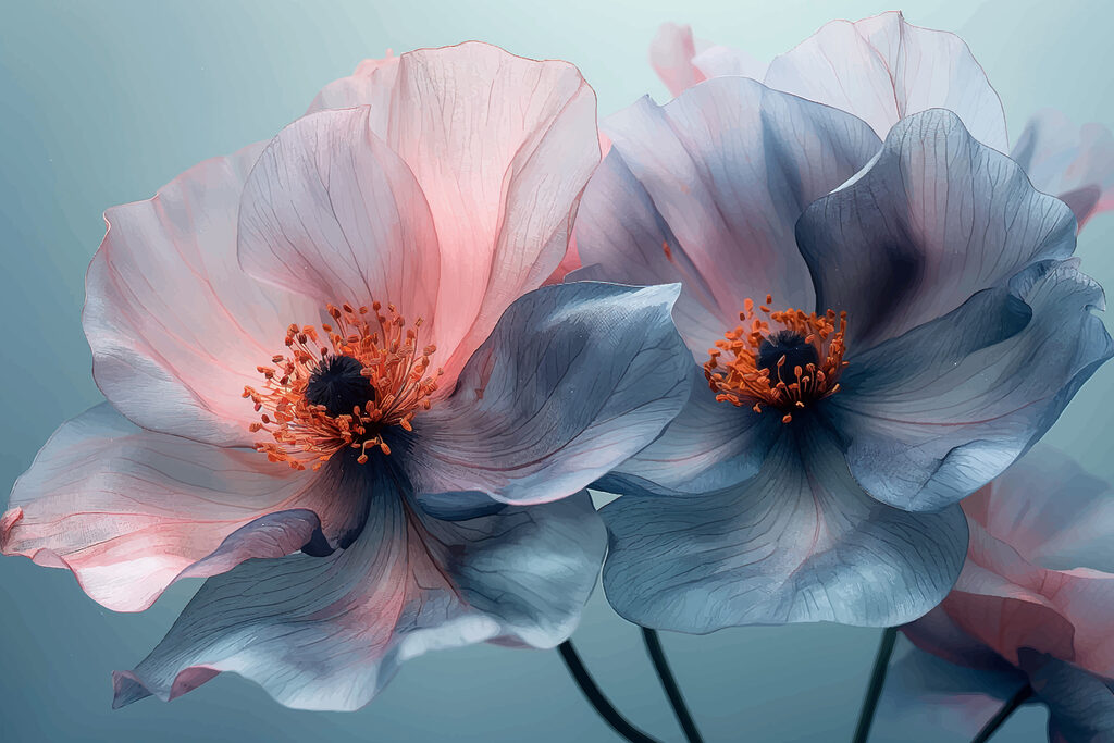 Deux fleurs pastel — motif complet
