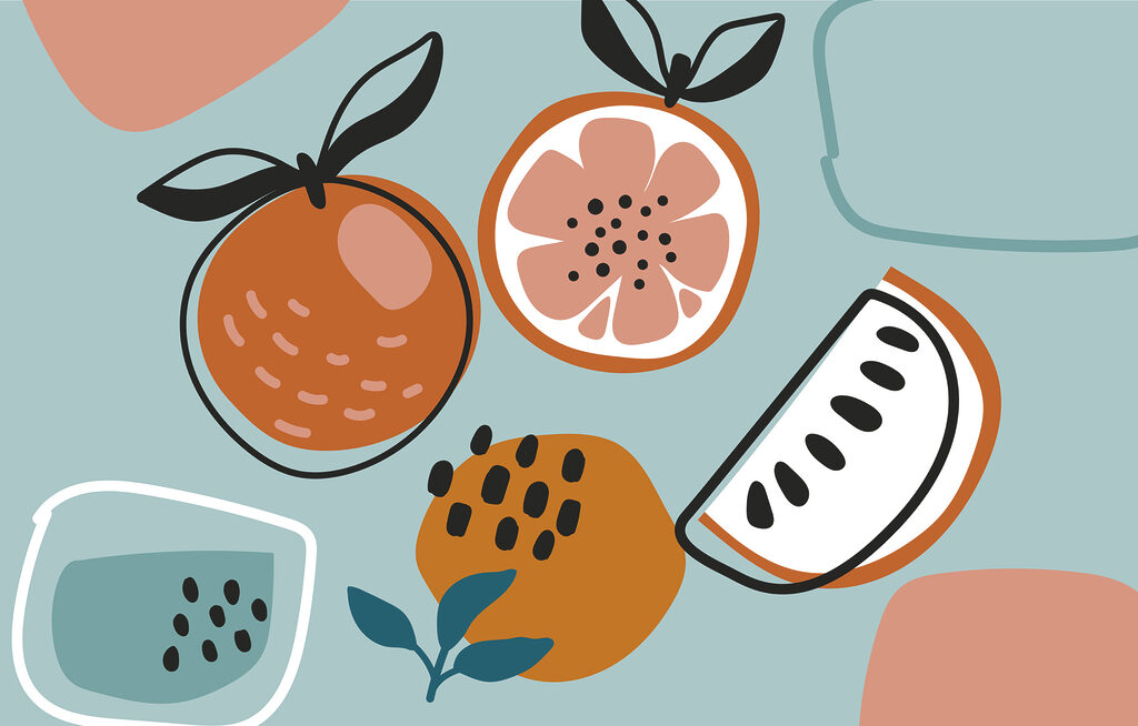 Fruits dessinés — motif complet