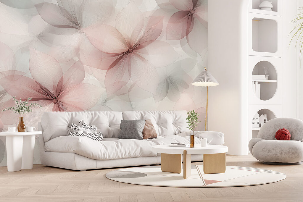 Pétales en transparence dans un intérieur