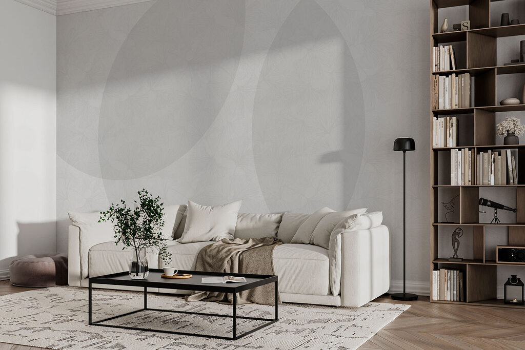 Ovales sur voile coloré dans un intérieur