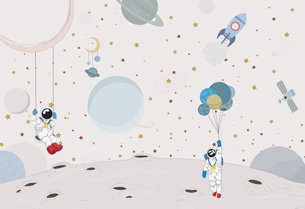 Astronautes sur la lune — motif complet