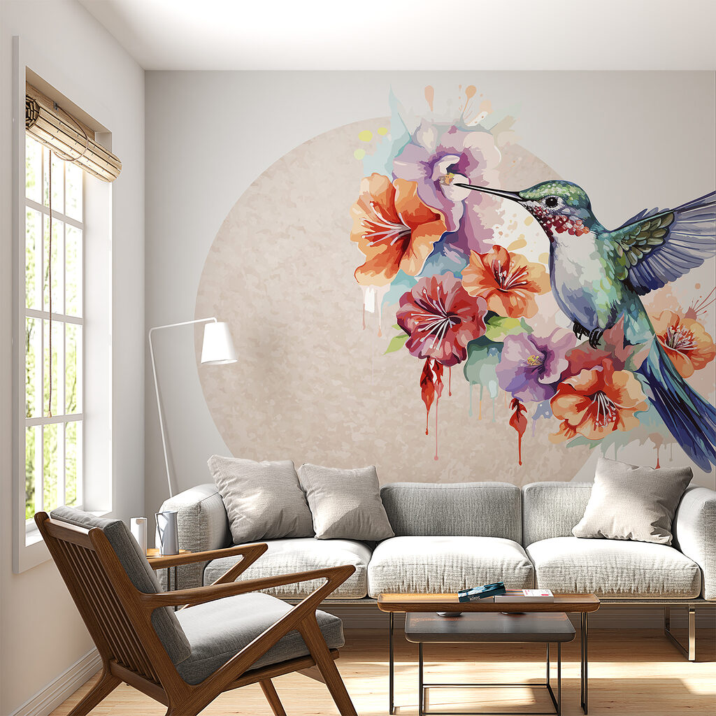 Colibri au cercle coloré dans un intérieur