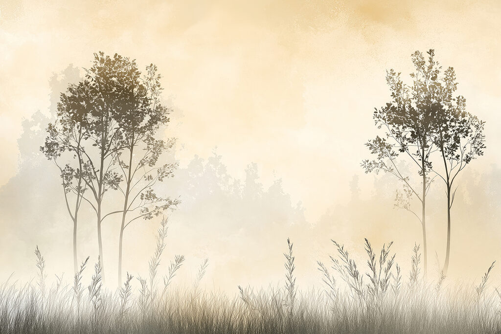 Deux arbres sur l’herbe — motif complet