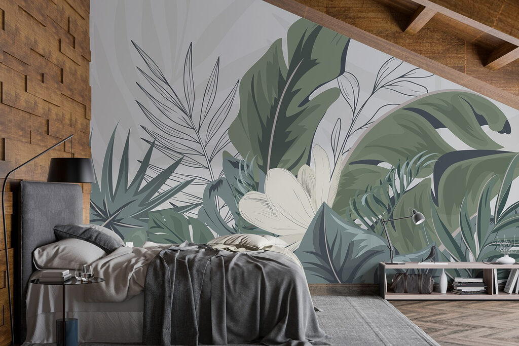 Feuilles tropicales et palmes — intérieur 1