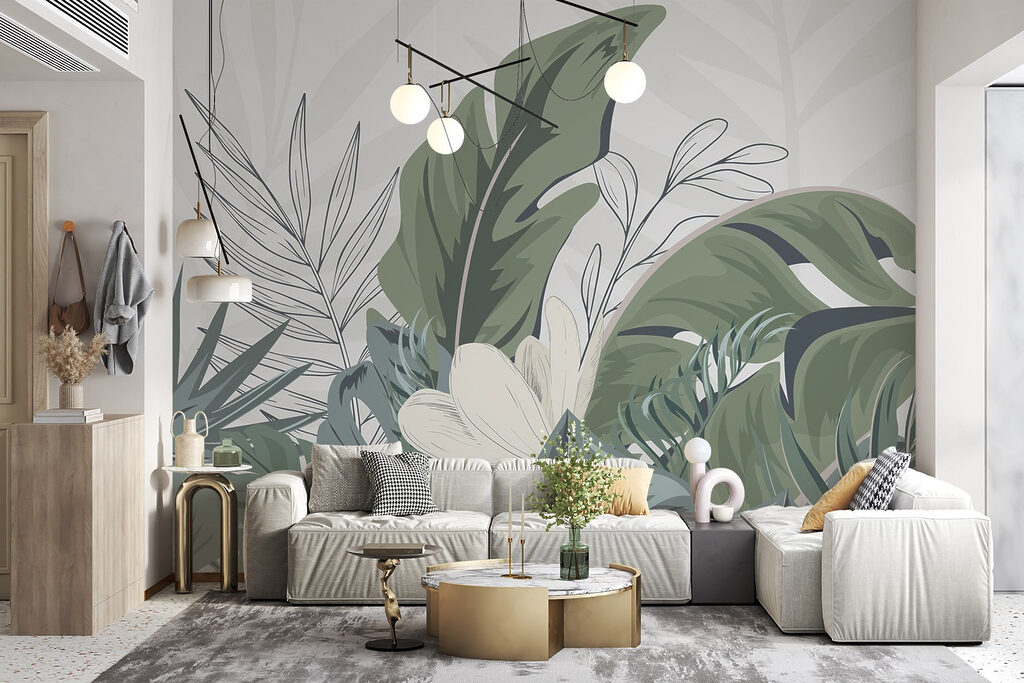 Feuilles tropicales et palmes — intérieur 3