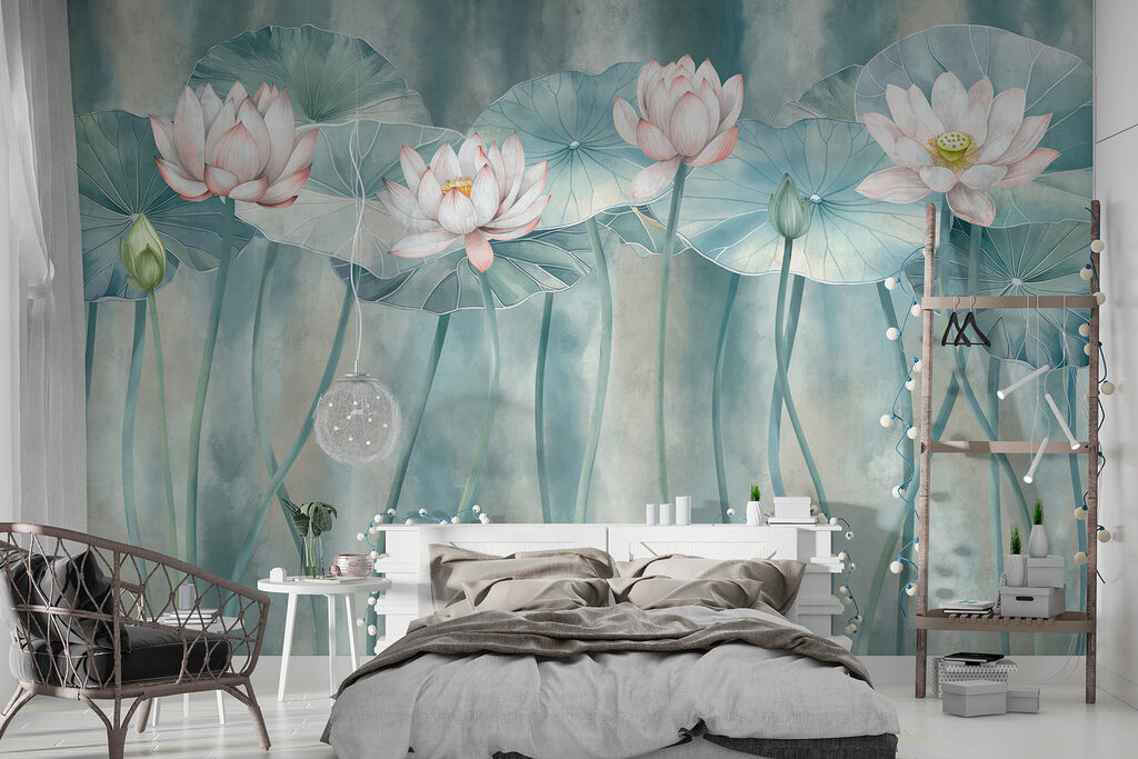 Lotus sur tiges courbées — intérieur 1
