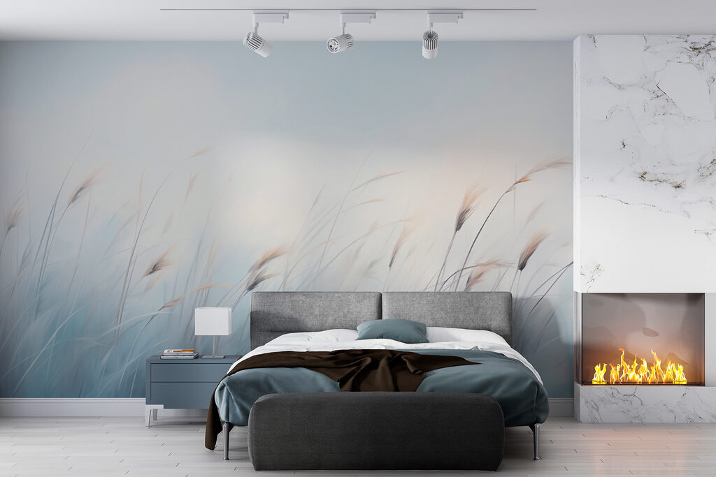 Herbes hautes en bleu dans un intérieur