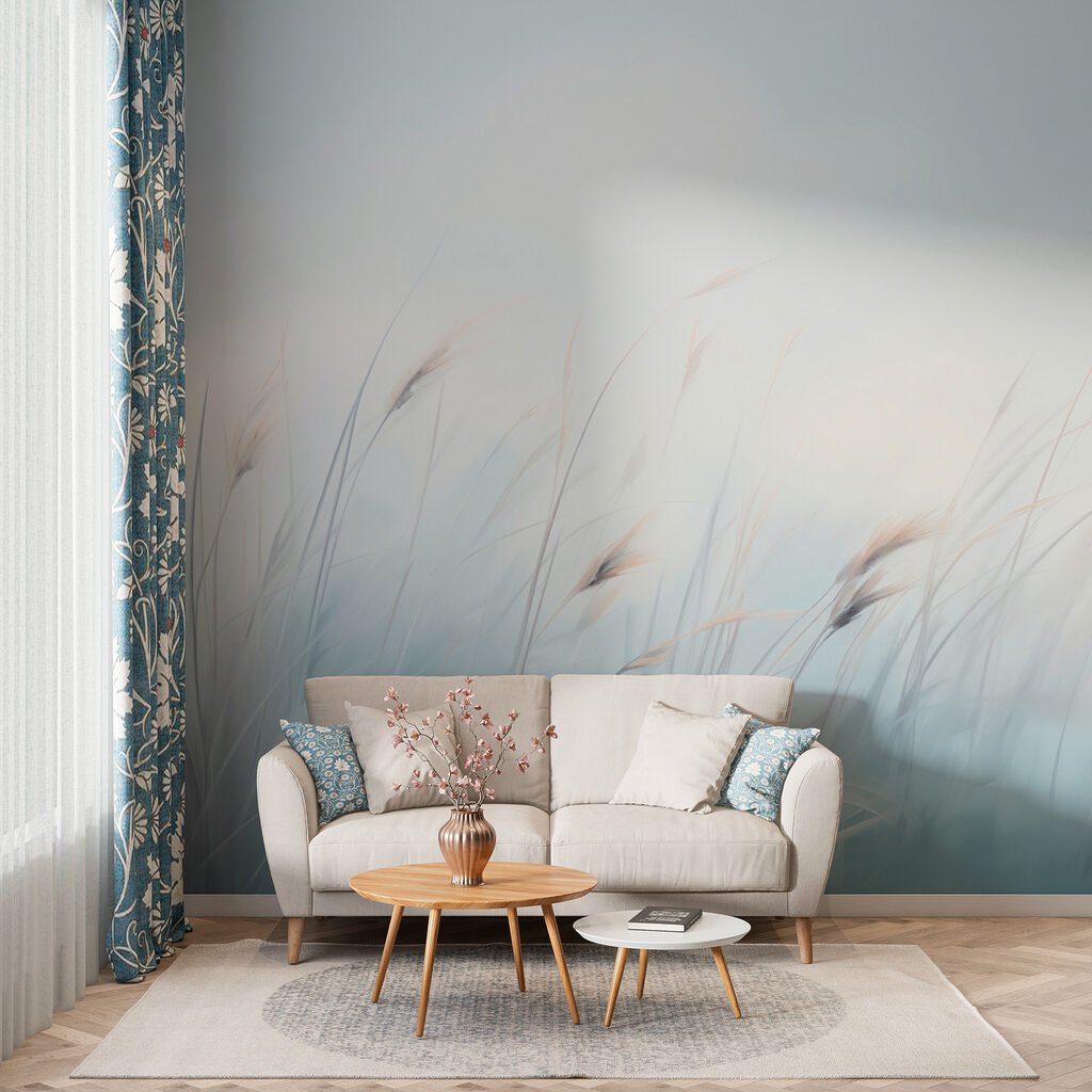 Herbes hautes en bleu dans un intérieur