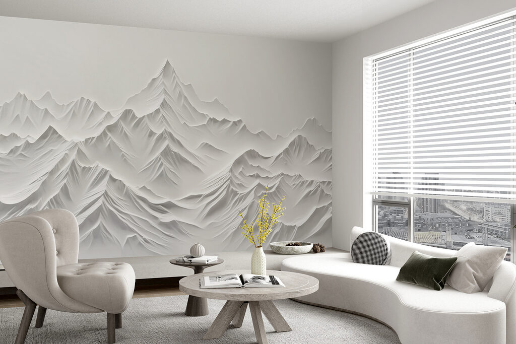 Montagnes blanches et ombres dans un intérieur