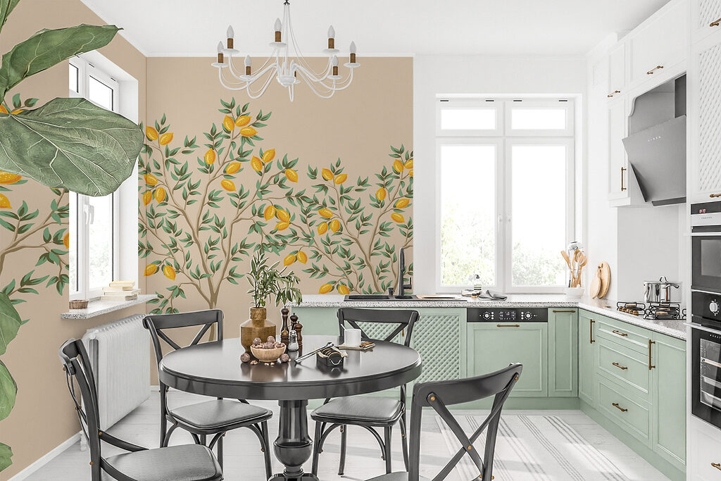 Citronniers alignés dans un intérieur