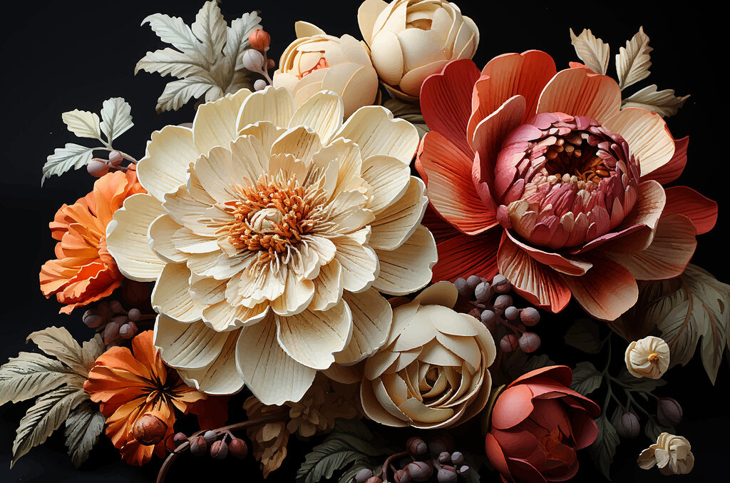 Bouquet aux couleurs vives — motif complet