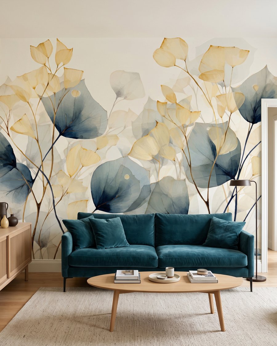 Feuilles diaphanes dans un intérieur