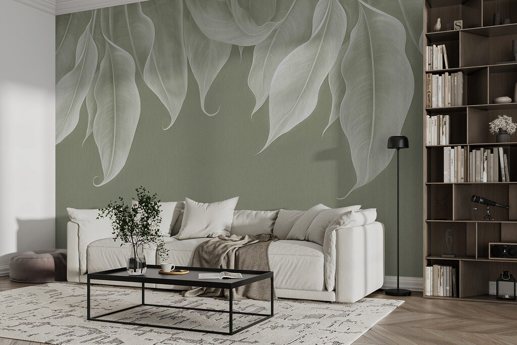 Feuilles aux pointes bouclées dans un intérieur