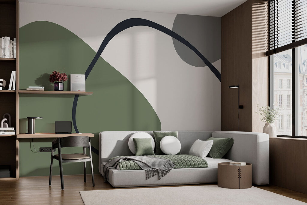 Boucle sombre sur aplats dans un intérieur