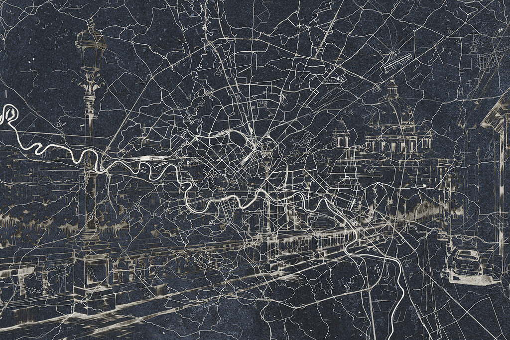 Carte d’une ville fluviale — motif complet