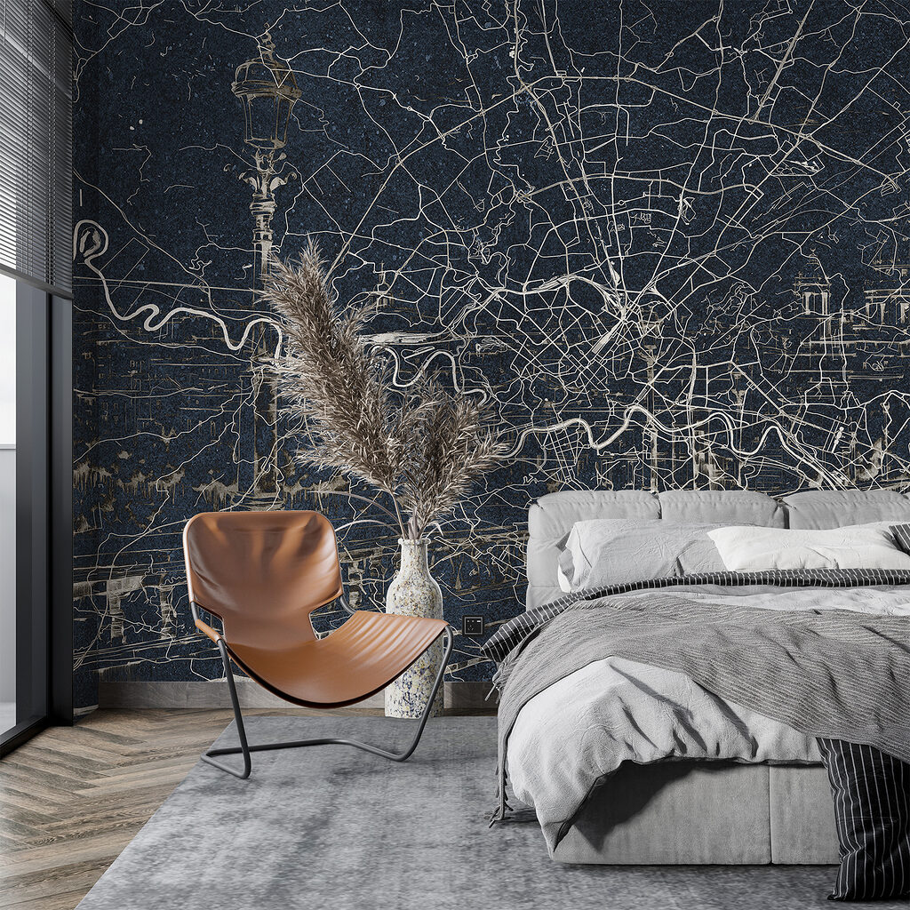 Carte d’une ville fluviale dans un intérieur