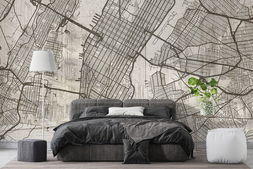 Manhattan en lignes fines dans un intérieur