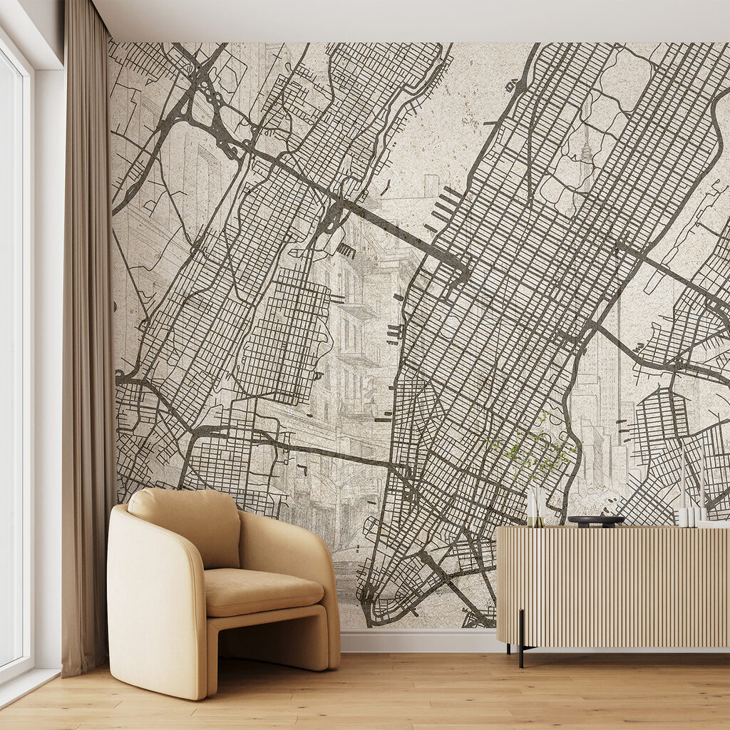 Manhattan en lignes fines dans un intérieur