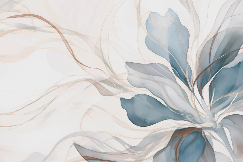 Courbes de feuilles bleues — motif complet