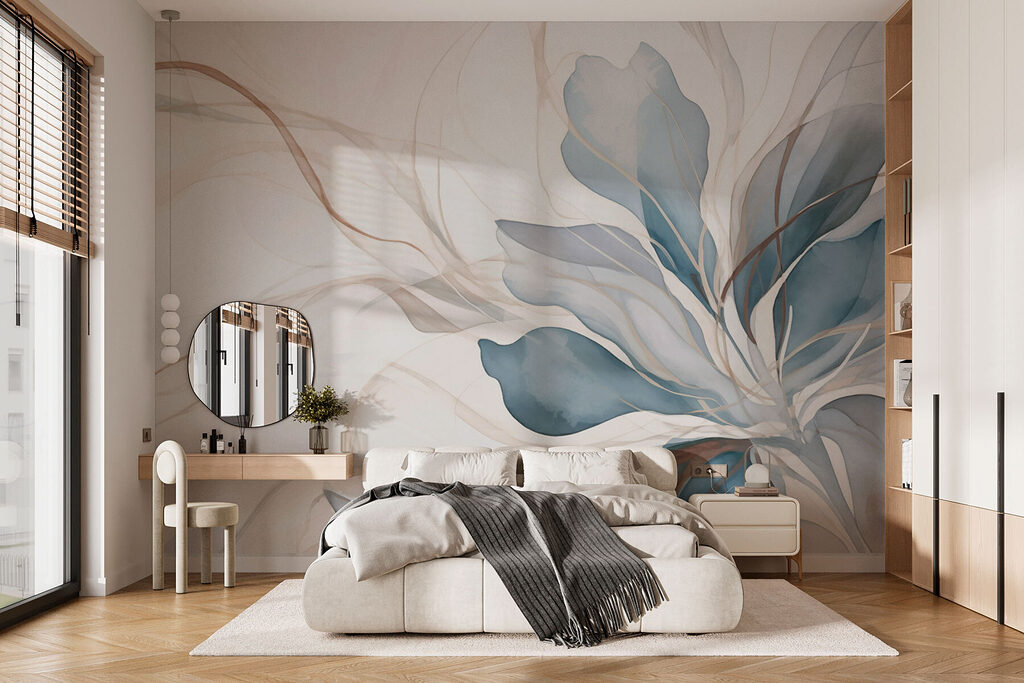 Courbes de feuilles bleues dans un intérieur