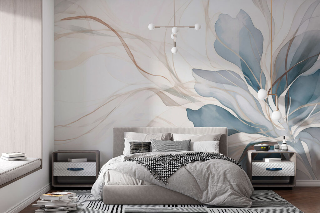 Courbes de feuilles bleues — intérieur 2