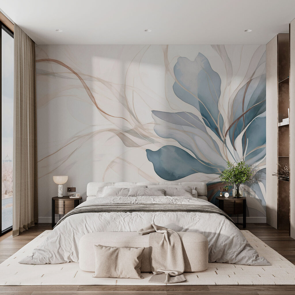 Courbes de feuilles bleues — intérieur 3