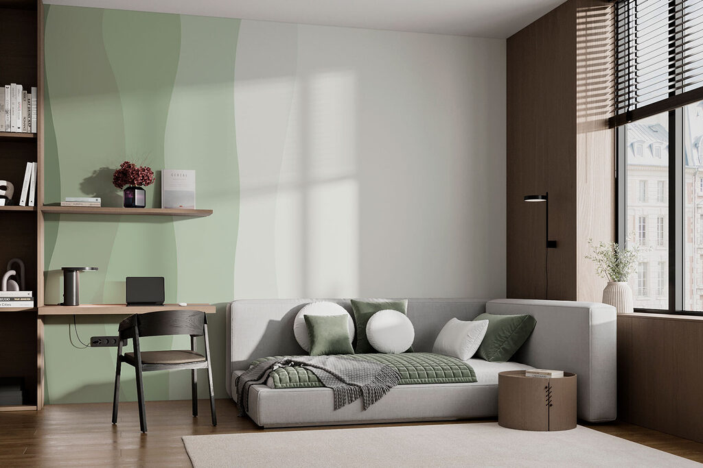 Vagues colorées en bordure dans un intérieur