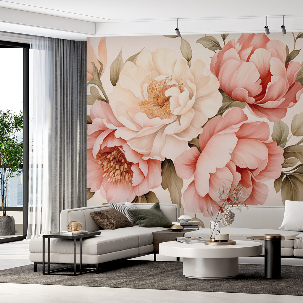 Roses aux tons saumon dans un intérieur