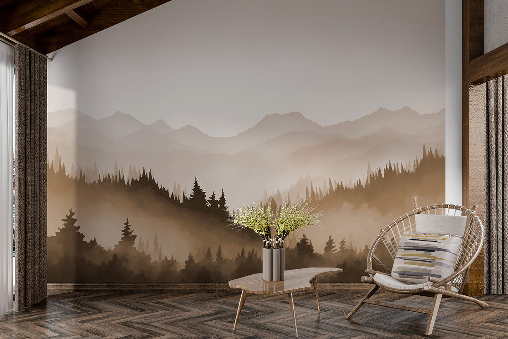 Pins et montagnes lointaines — intérieur 3