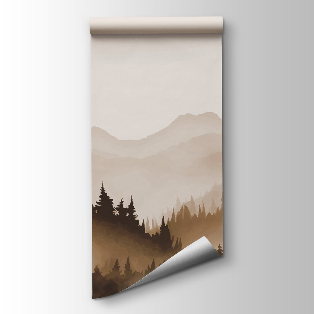 Pins et montagnes lointaines — vue du produit