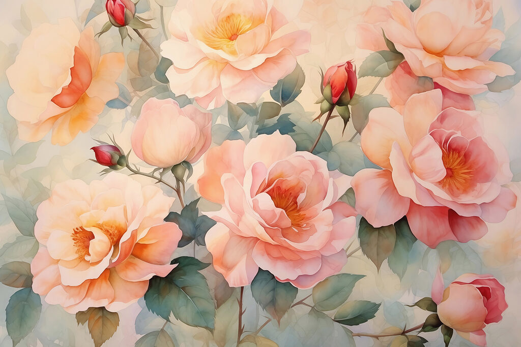 Roses délicates en pastel — motif complet