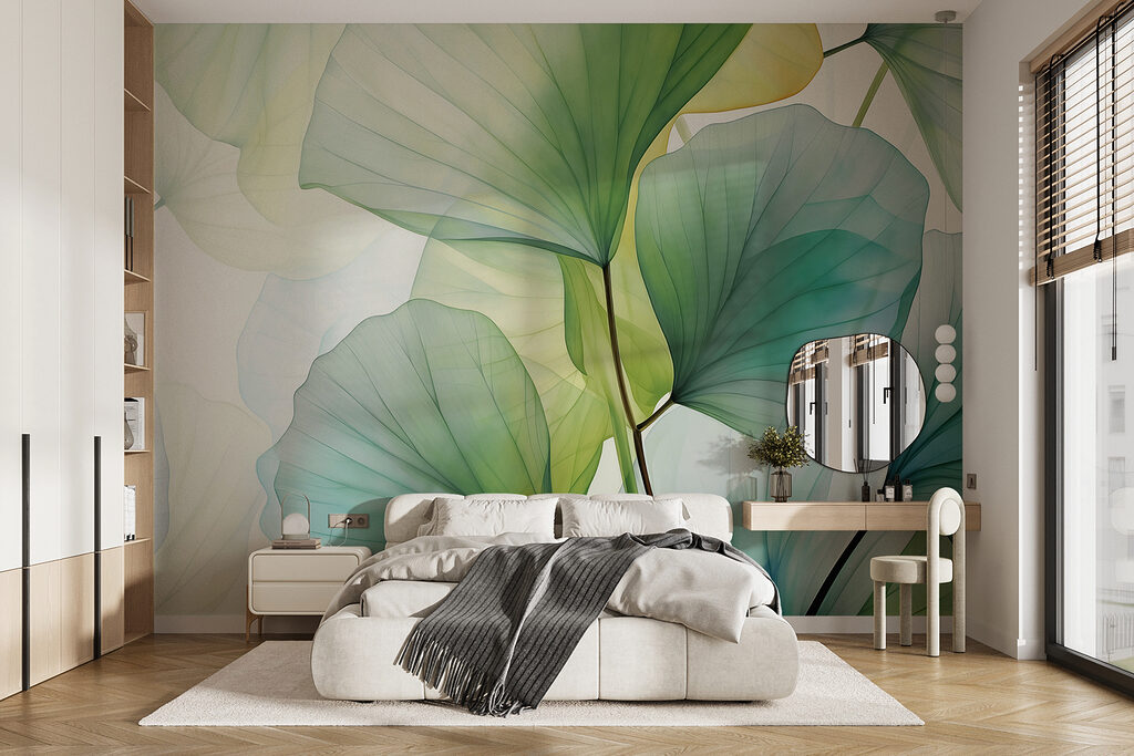 Feuilles rondes lumineuses dans un intérieur
