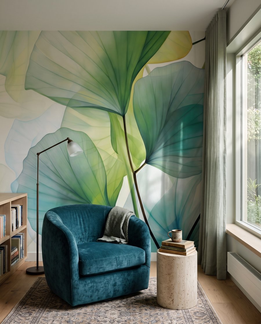 Feuilles rondes lumineuses dans un intérieur