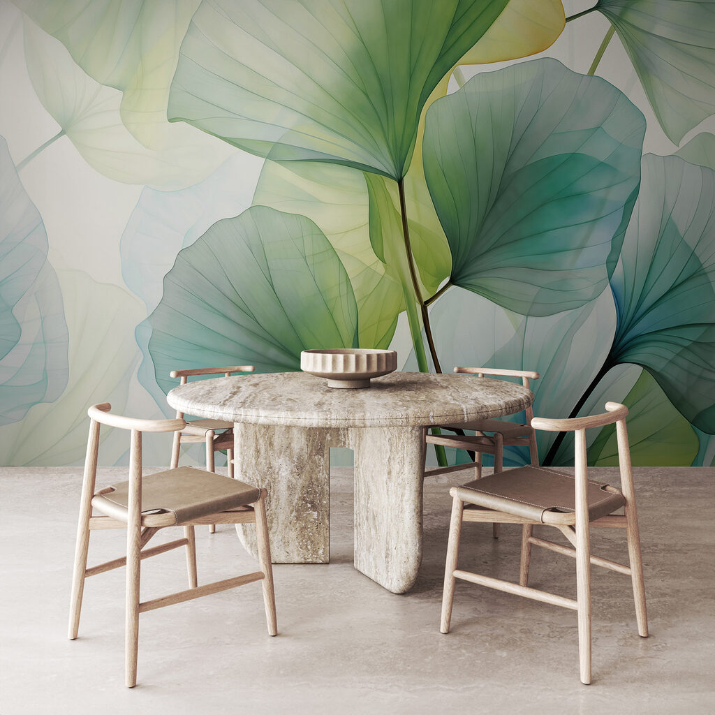 Feuilles rondes lumineuses dans un intérieur