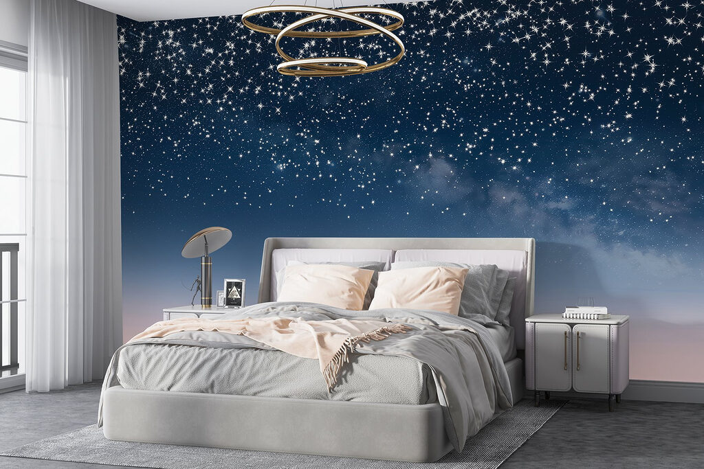 Pluie d’étoiles à l’horizon dans un intérieur