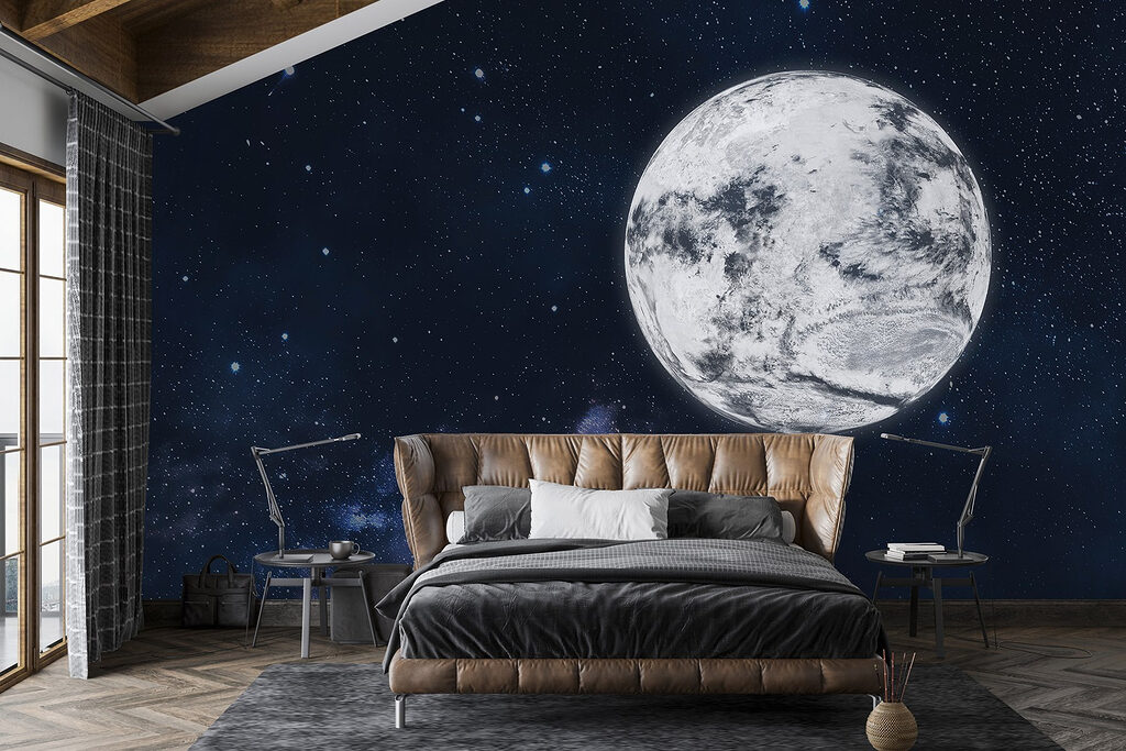 Lune sous les étoiles dans un intérieur