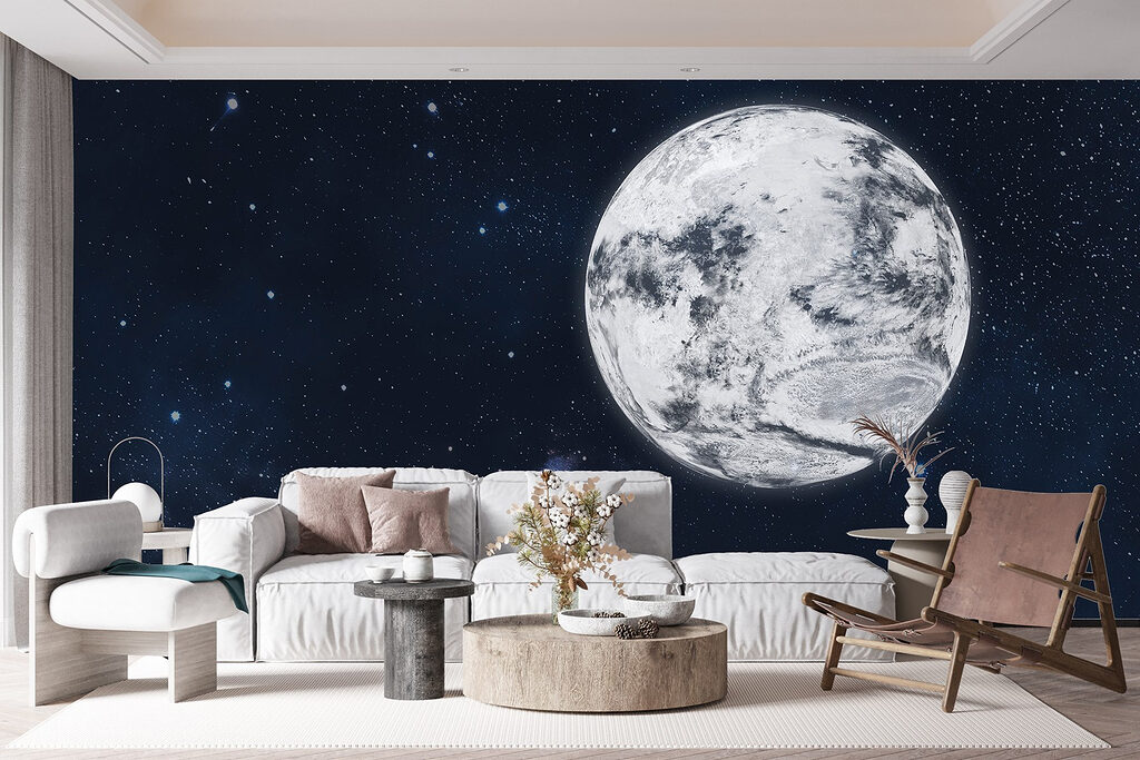 Lune sous les étoiles dans un intérieur