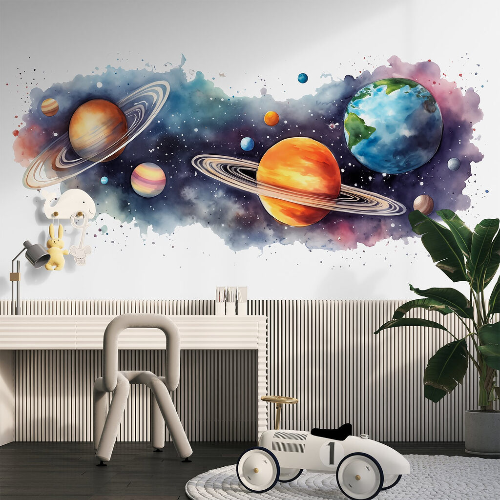 Planètes et éclaboussures dans un intérieur