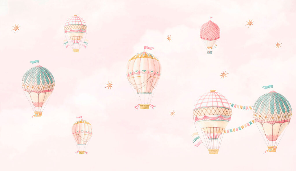 Montgolfières et étoiles — motif complet