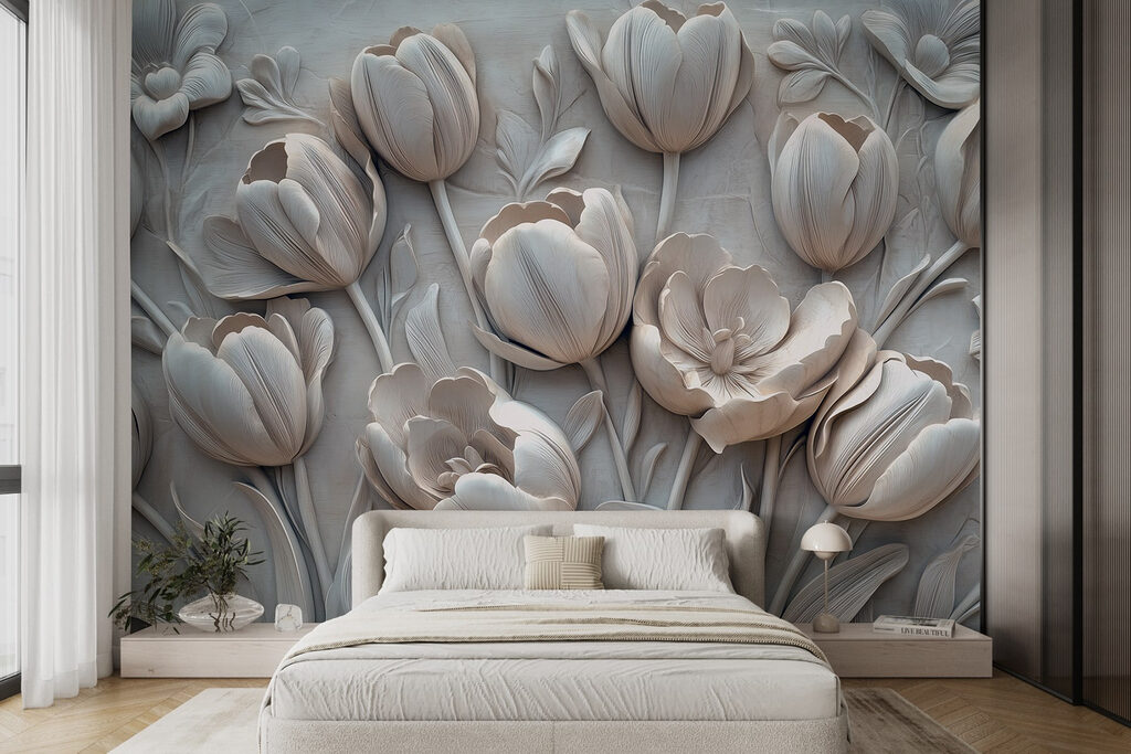 Tulipes d’un blanc doux dans un intérieur