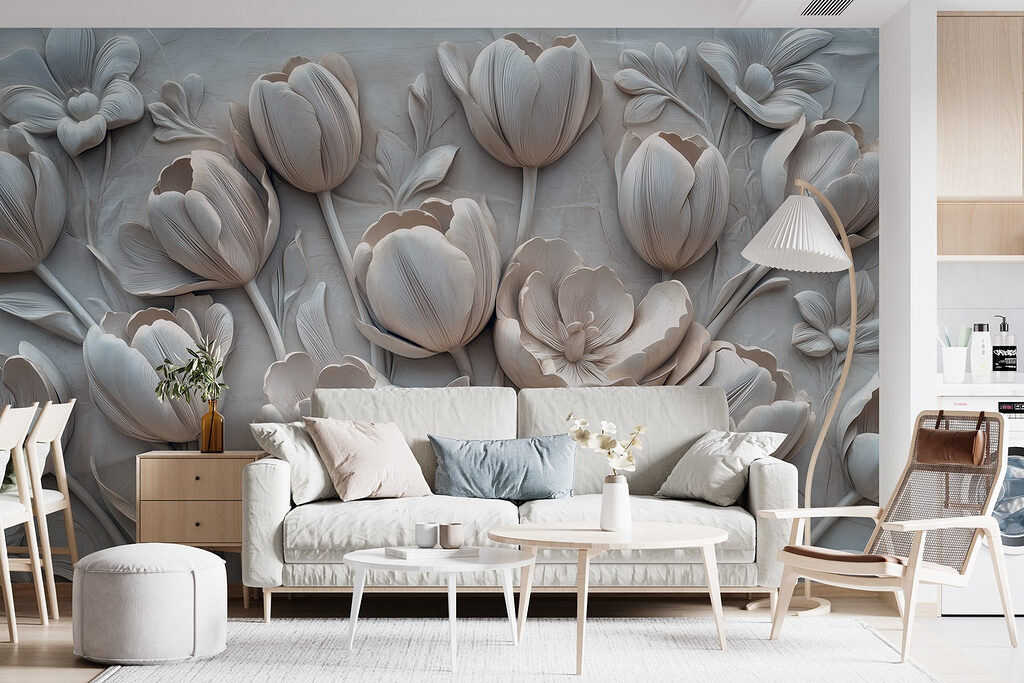 Tulipes d’un blanc doux dans un intérieur