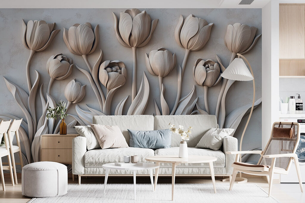 Tulipes à longues tiges dans un intérieur