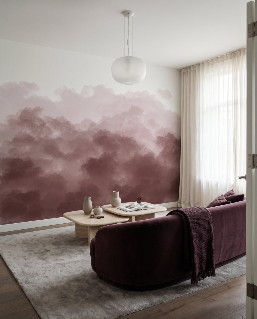 Cimes d’arbres à l’aquarelle dans un intérieur