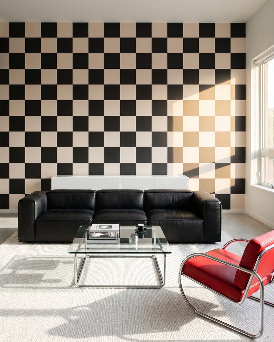 Damier contrasté dans un intérieur